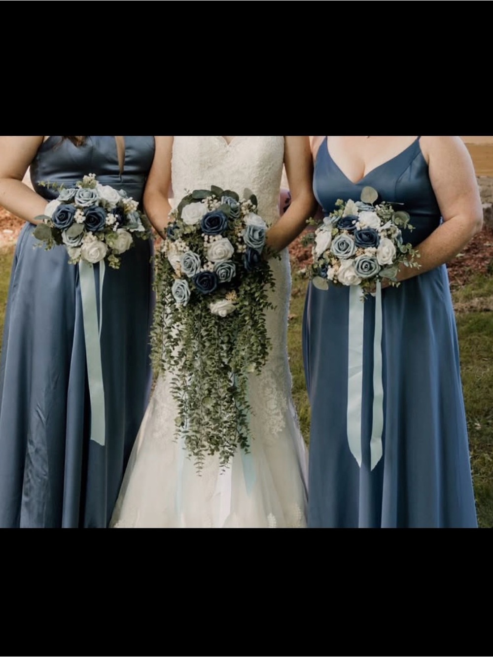 3 Wedding Bouquets Foam Flowers Dusty Blue - Ling’s Moment
